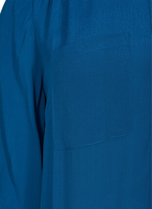 Viskose tunika med knapper og 3/4 ærmer, Maroccan Blue, Packshot image number 3