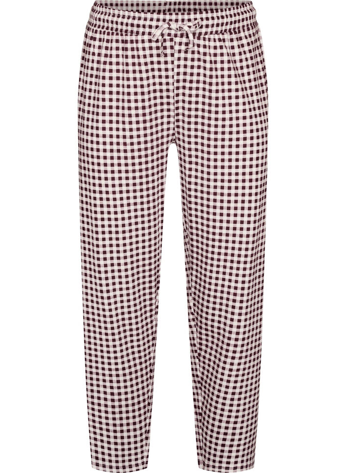 Pyjamasbukser i bomuld med h&oslash;j talje, R&oslash;d, Packshot image number 0