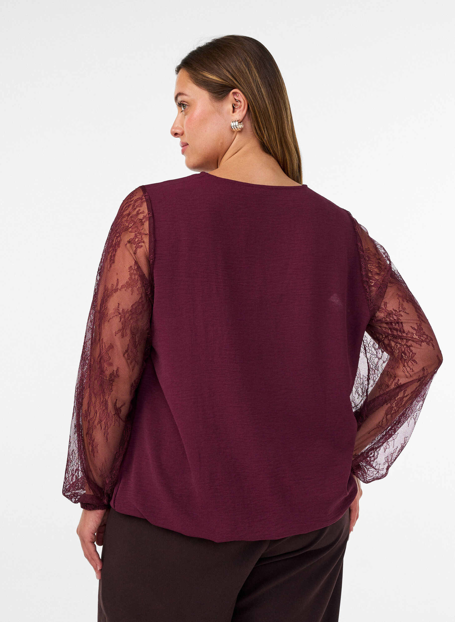 ZizziBluse med blonde&aelig;rmer og ballonform, R&oslash;d, Model image number 2