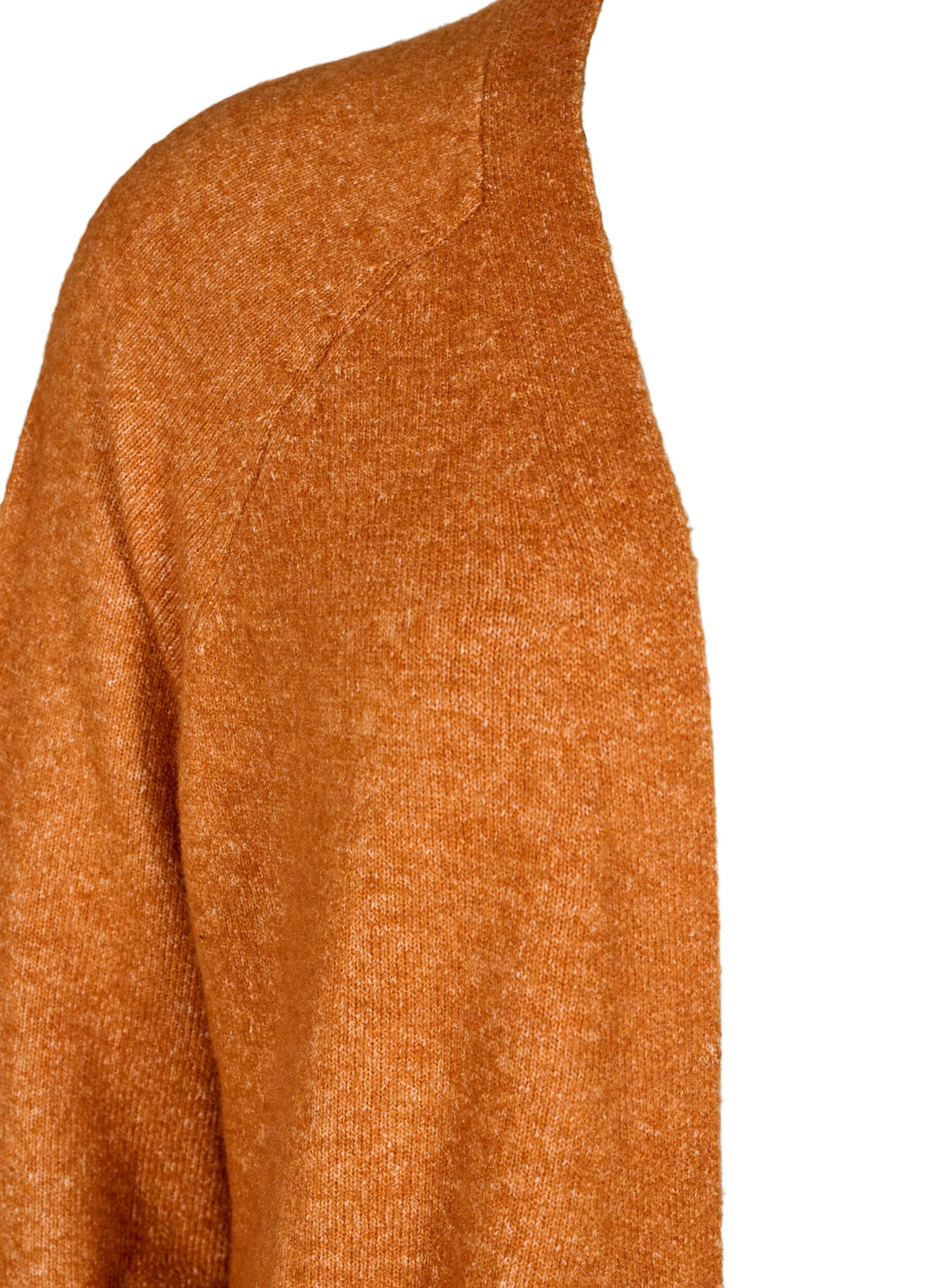 Zizzi Lang cardigan med lommer, Autumnal Mel., Packshot image number 2