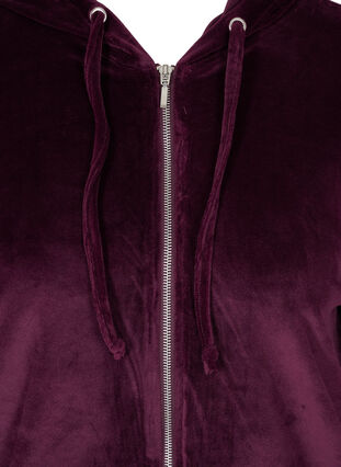 Velour cardigan med lynlås og hætte, Winter Bloom, Packshot image number 2