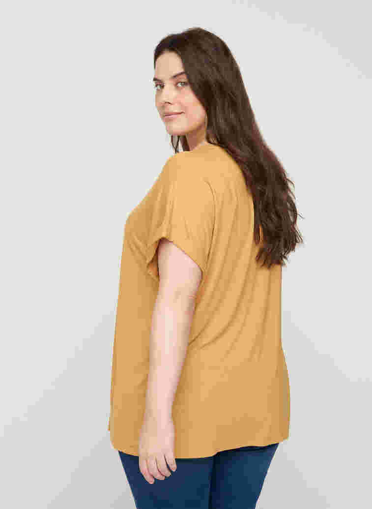 T-shirt i viskose mix med rund hals , Honey Mustard , Model image number 1