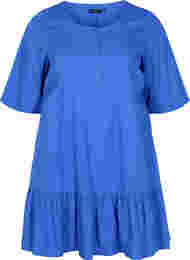 Kortærmet bomulds tunika med a-shape, Dazzling Blue