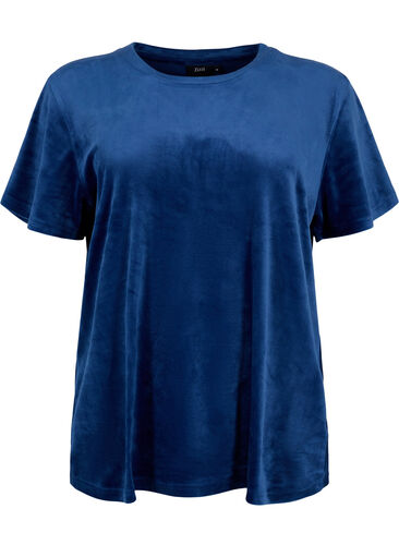 T-shirt i velour, Insignia Blue, Packshot image number 0