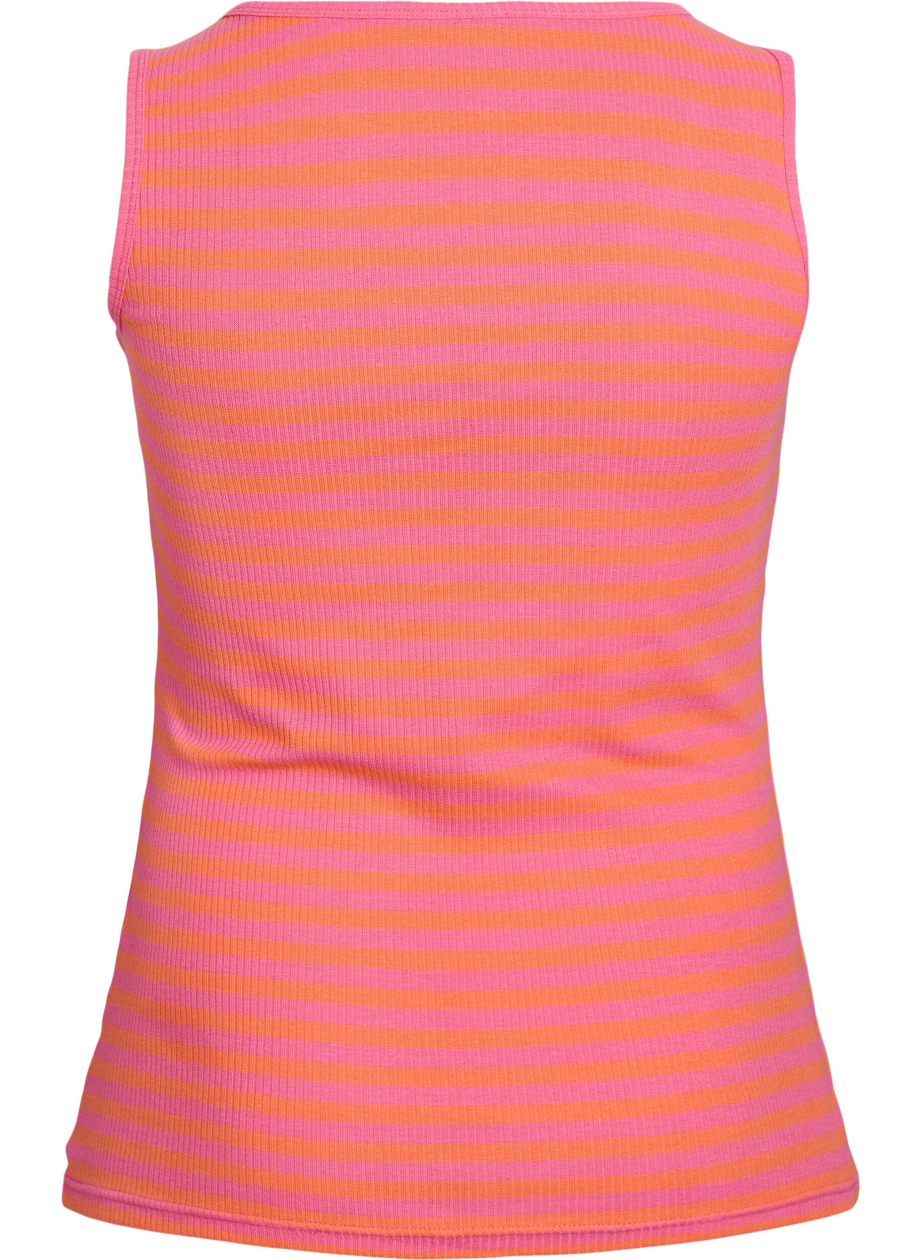ZizziStribet tanktop med ribstruktur, Orange, Packshot image number 1