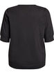Finstrikket bluse med korte &aelig;rmer, Sort, Packshot image number 1