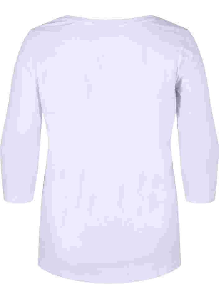 Basis t-shirt med 3/4 ærmer, Bright White, Packshot image number 1