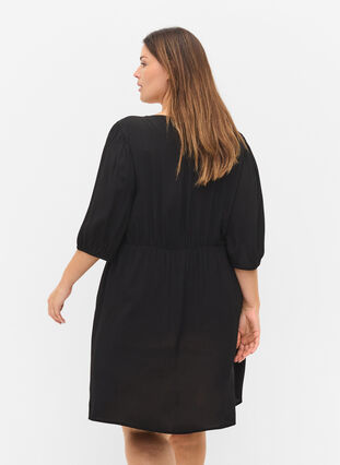 Kjole med knapper og 3/4 ærmer, Black, Model image number 1
