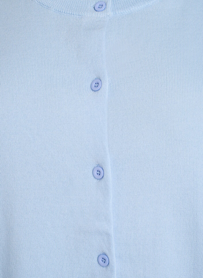 Finstrikket cardigan med rund hals, Bl&aring;, Packshot image number 2