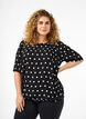 Prikket bluse med korte ærmer, Black W. White Dot, Model image number 0