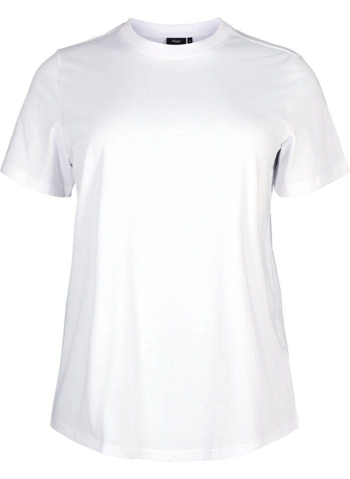Basis t-shirt i bomuld med rund hals, Hvid, Packshot