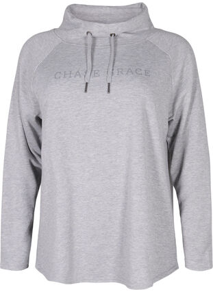 Sweatshirt med høj krave, Light Grey Melange, Packshot image number 0