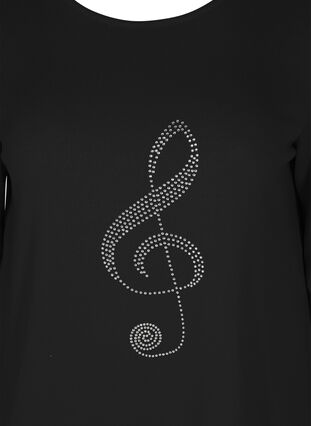 Langærmet bluse med dekorative sten, Black, Packshot image number 2