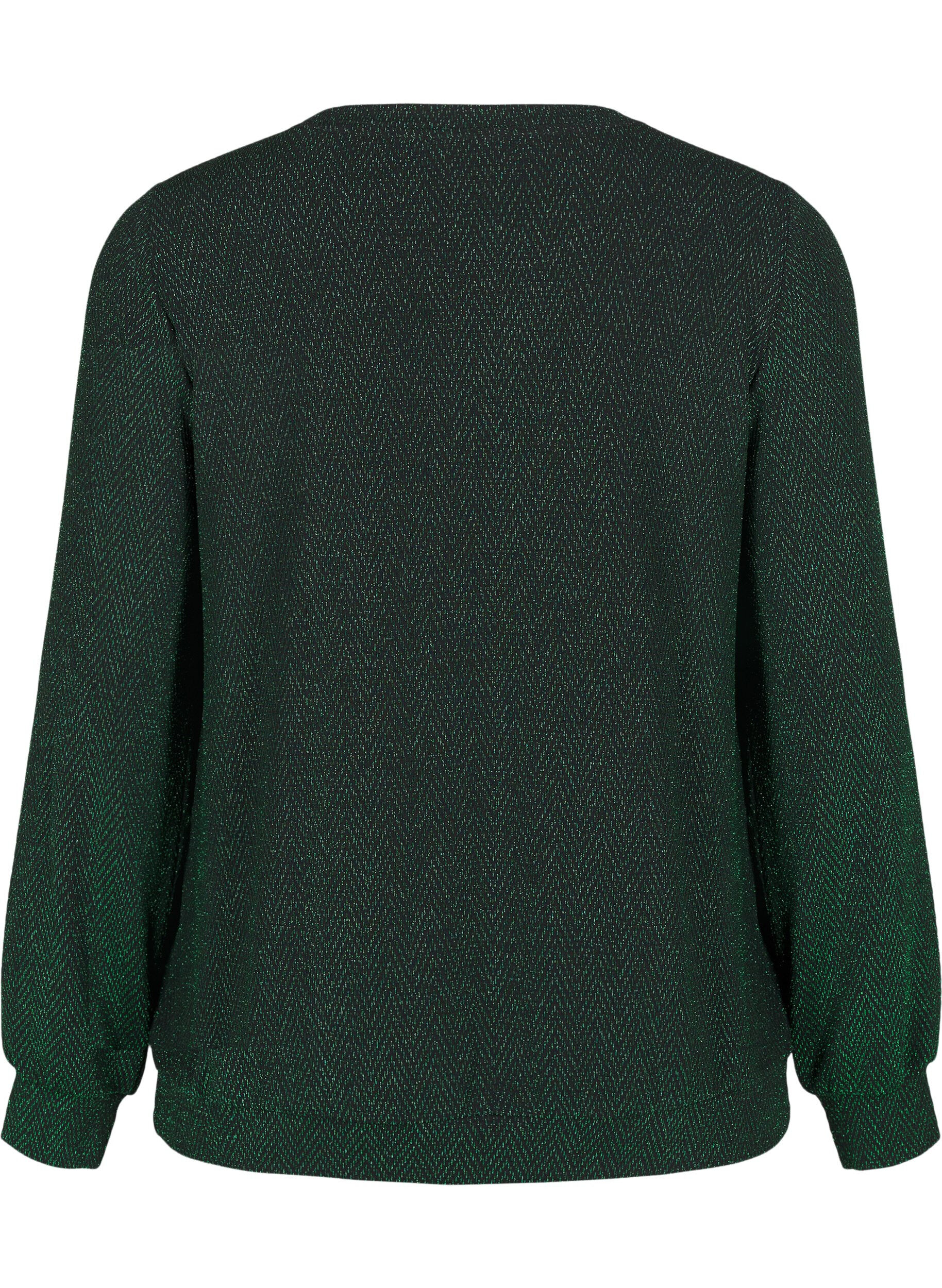 Zizzi Bluse med glimmer m&oslash;nster, Scarab ZigZagShimmer, Packshot image number 1