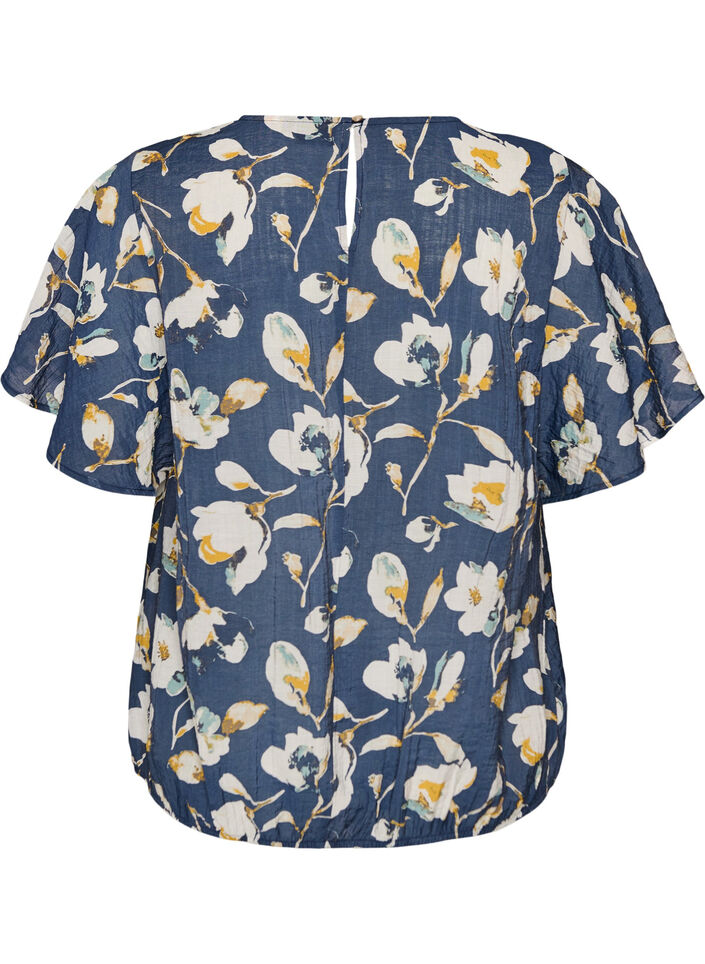Bluse med ballonform og vinge&aelig;rmer, Bl&aring;, Packshot image number 1