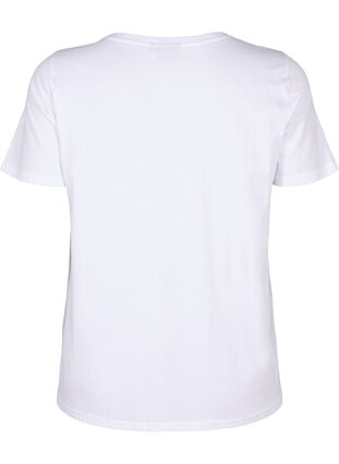 Bomulds t-shirt med blomster og portræt motiv, B. White Face Flower, Packshot image number 1