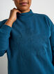 Lang sweatshirt med h&oslash;j hals og broderet tekst, Bl&aring;, Model image number 3