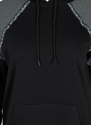 Sweatshirt med hætte og lomme, Black, Packshot image number 2