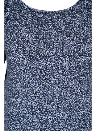 Kortærmet viskose bluse med blomsterprint, Blue Flower Mix , Packshot image number 2