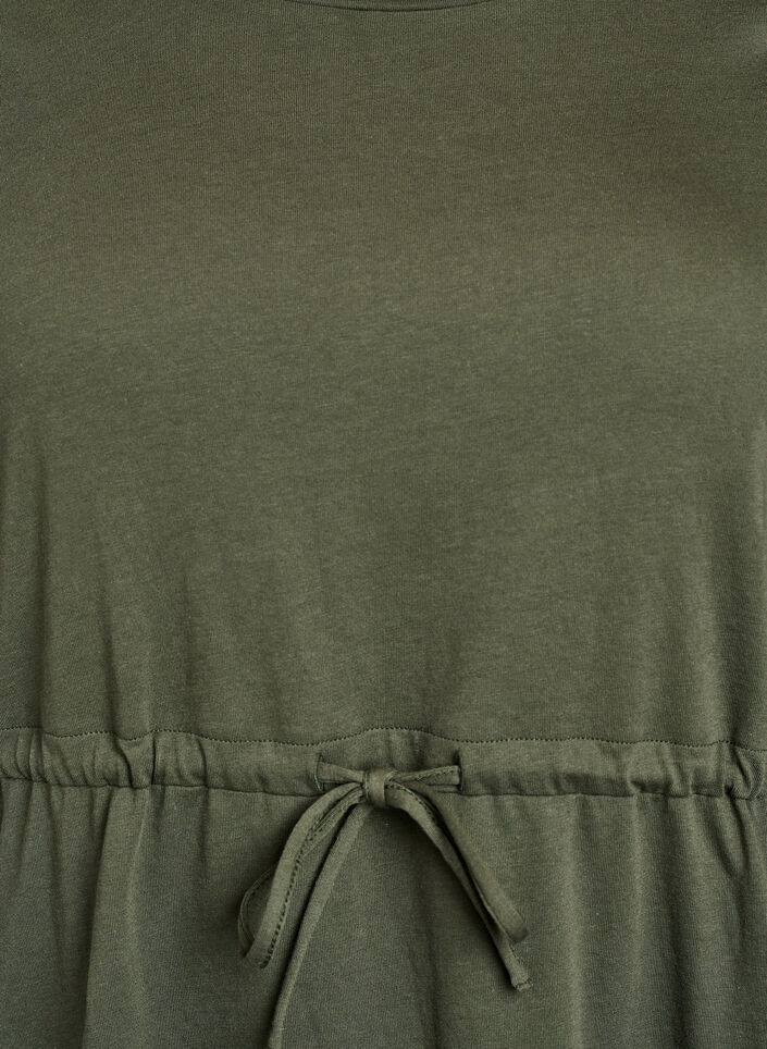 FLASH - Kort T-shirt kjole med bindebånd, Grøn, Packshot image number 2