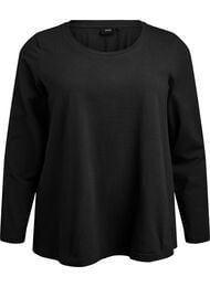 Basis jerseybluse med lange &aelig;rmer, Sort