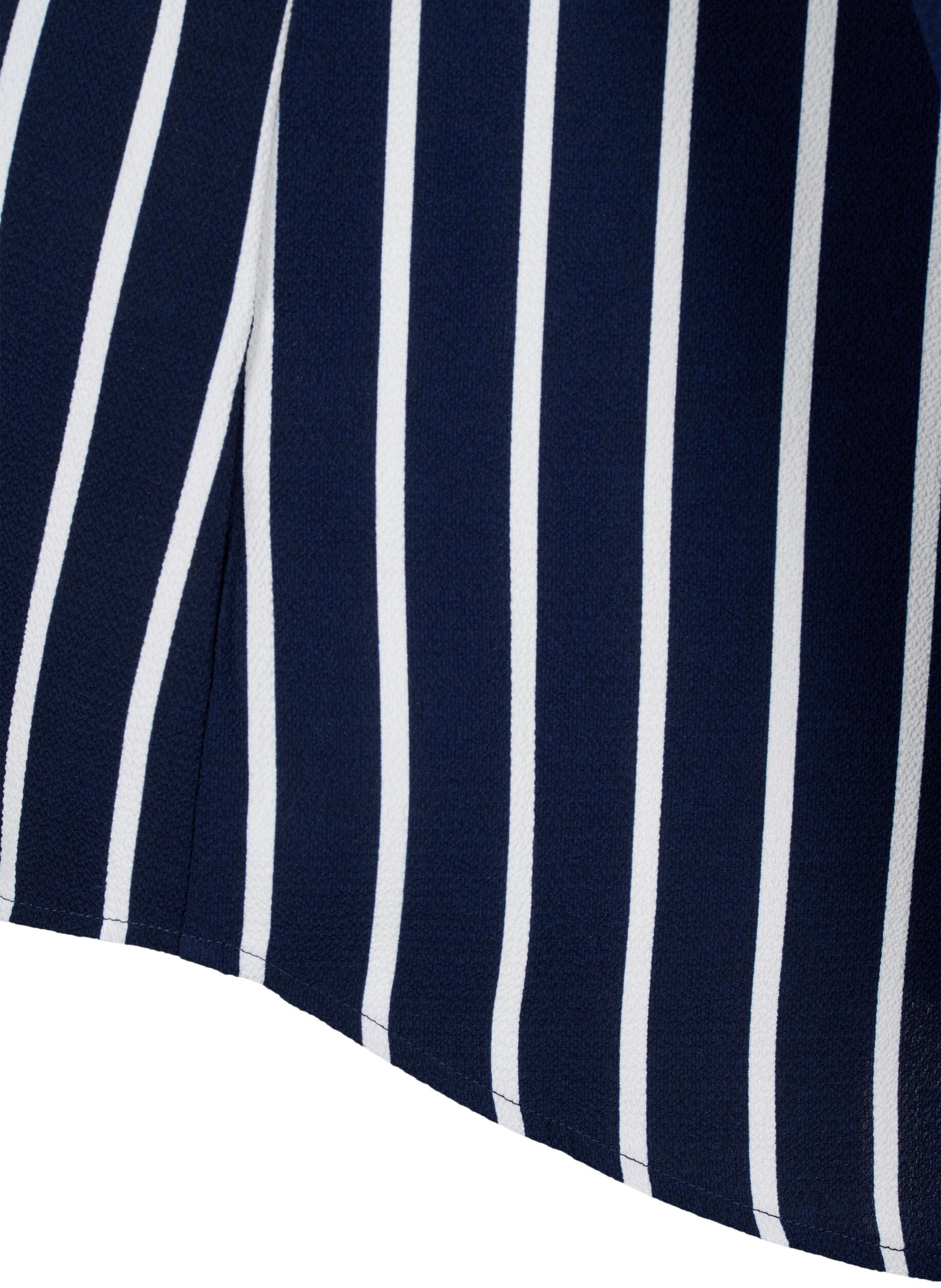 Zizzi Skjortebluse med v-hals og print, Maritime Blue Stripe, Packshot image number 3