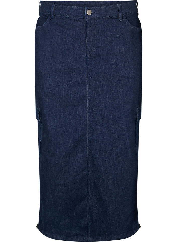 Maxi denim nederdel, Dark Blue Denim, Packshot image number 0