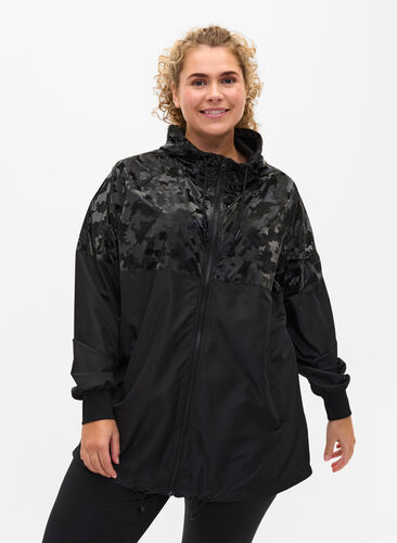 Træningsjakke med hætte og lommer, Black, Model image number 0