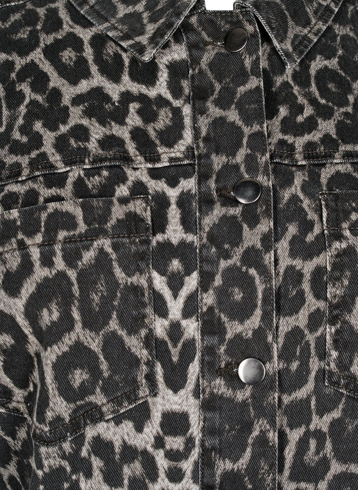 Denimskjorte i leopardprint med knapper, Grå, Packshot image number 2