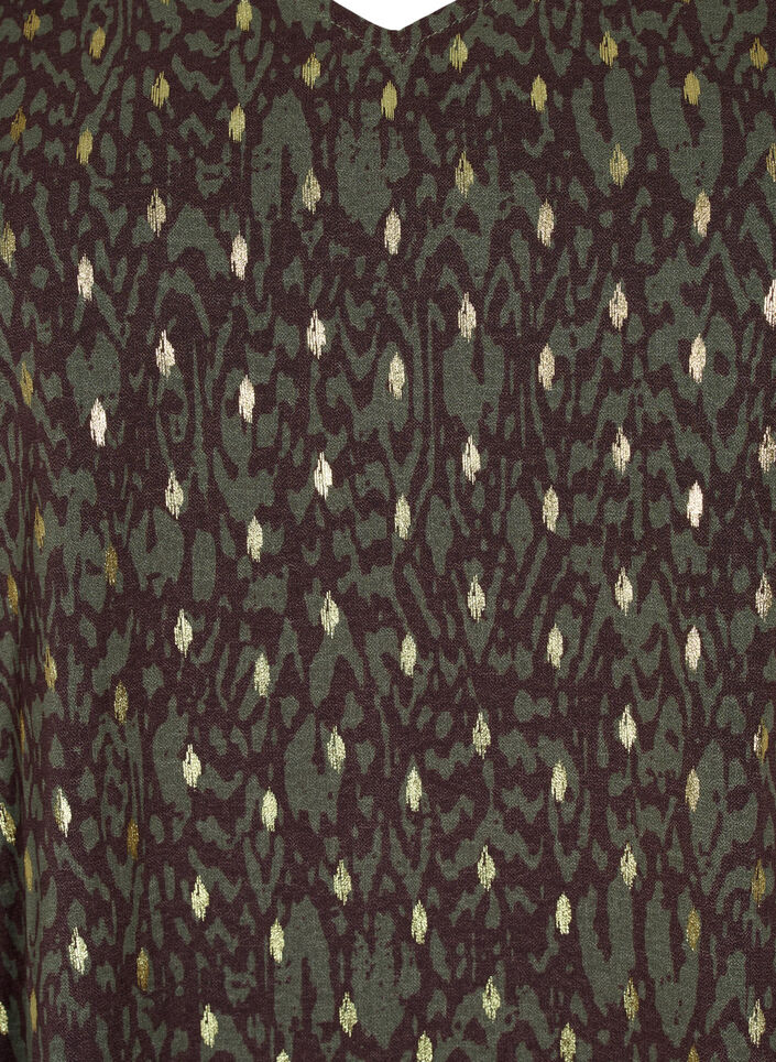 Bluse med print og lange ærmer, Green Ethnic AOP, Packshot image number 2