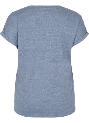 Meleret bomulds t-shirt, Navy Blazer melange, Packshot image number 1