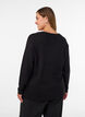Finstrikket cardigan med dekorative knapper, Sort, Model image number 2