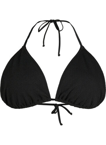 Trekants bikini bh med crepe struktur, Black, Packshot image number 0