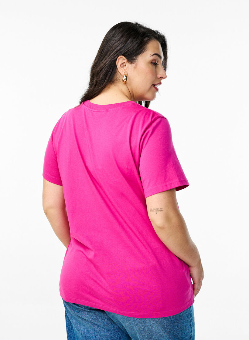 Basis t-shirt i bomuld med rund hals , Lyser&oslash;d, Model image number 2