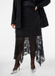 Midinederdel i blonde med pailletter, Sort, Model image number 0
