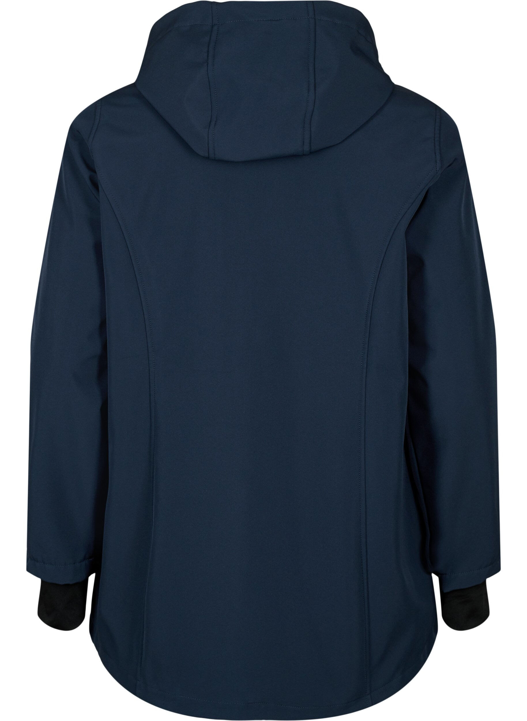 ZizziKort softshell jakke med aftagelig h&aelig;tte, Bl&aring;, Packshot image number 1