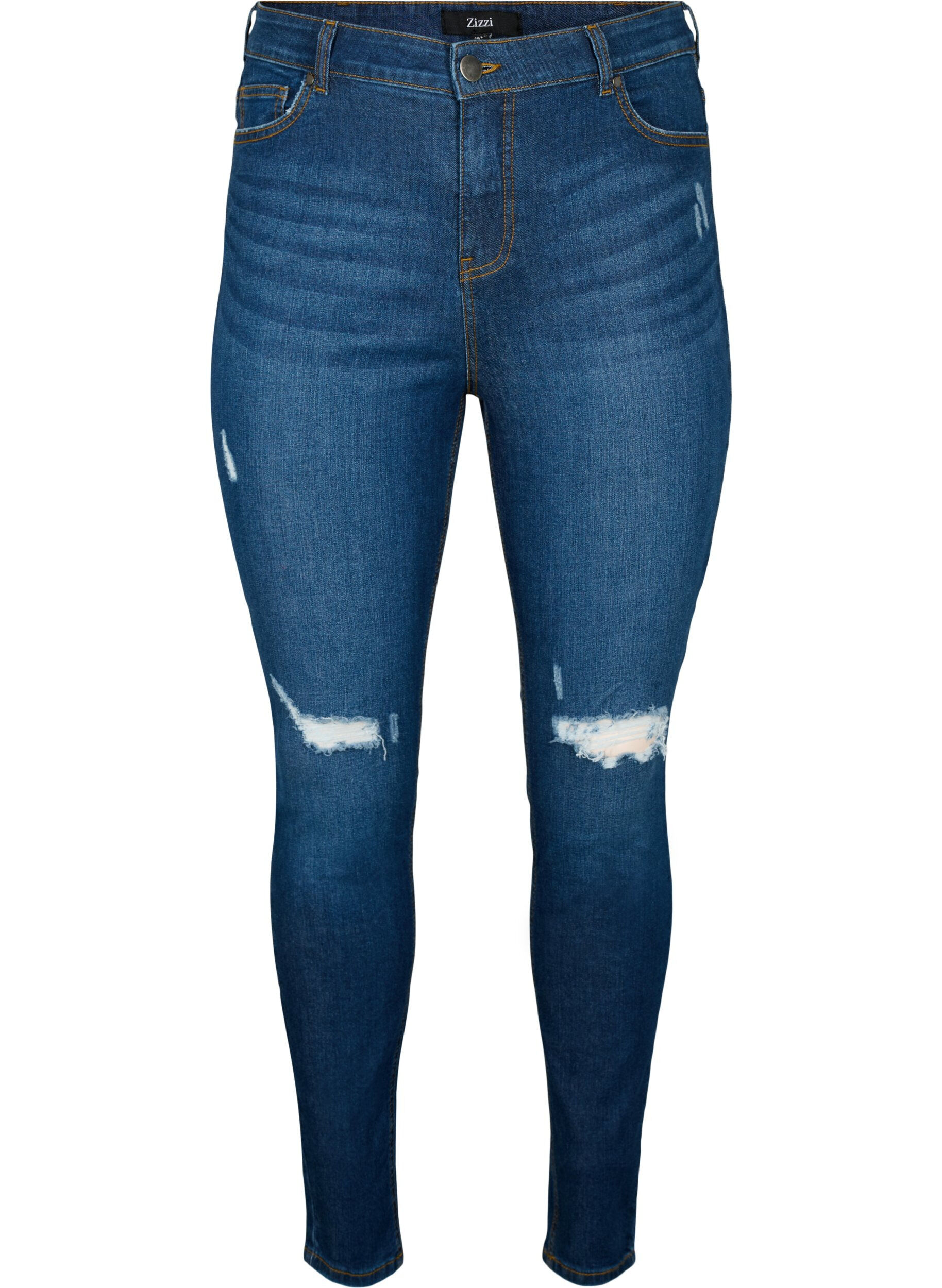 Zizzi Super slim Amy jeans med slid og h&oslash;j talje, Dark blue, Packshot image number 0
