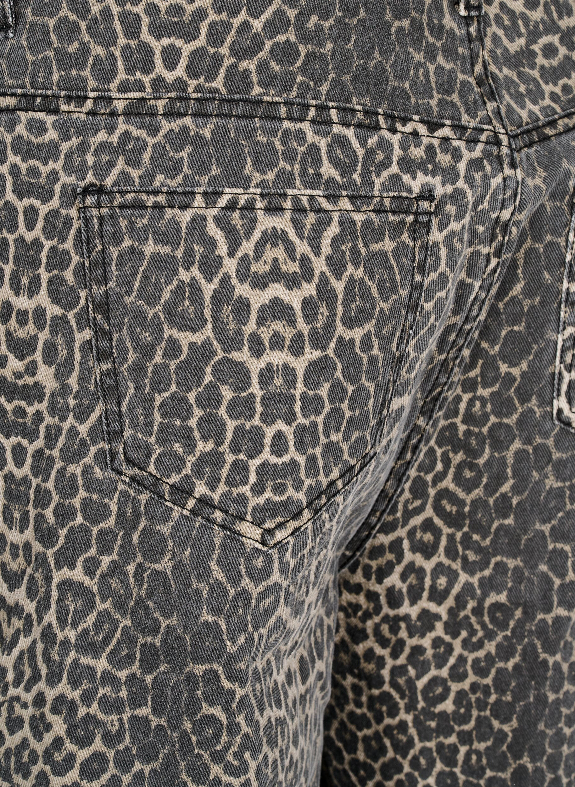 Zizzi Leopardm&oslash;nstrede bermudashorts i denim, Brun, Packshot image number 3