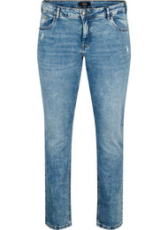 Emily jeans med normal talje og slid, Blue denim