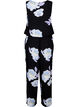 Ærmeløs jumpsuit i viskose, Black Big Flower AOP, Packshot image number 1