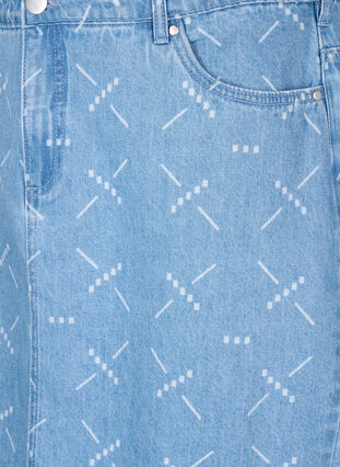 Denim nederdel med mønster, Light blue denim, Packshot image number 2