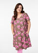 Kort a-shape kjole med blomsterprint, Brun, Model image number 0