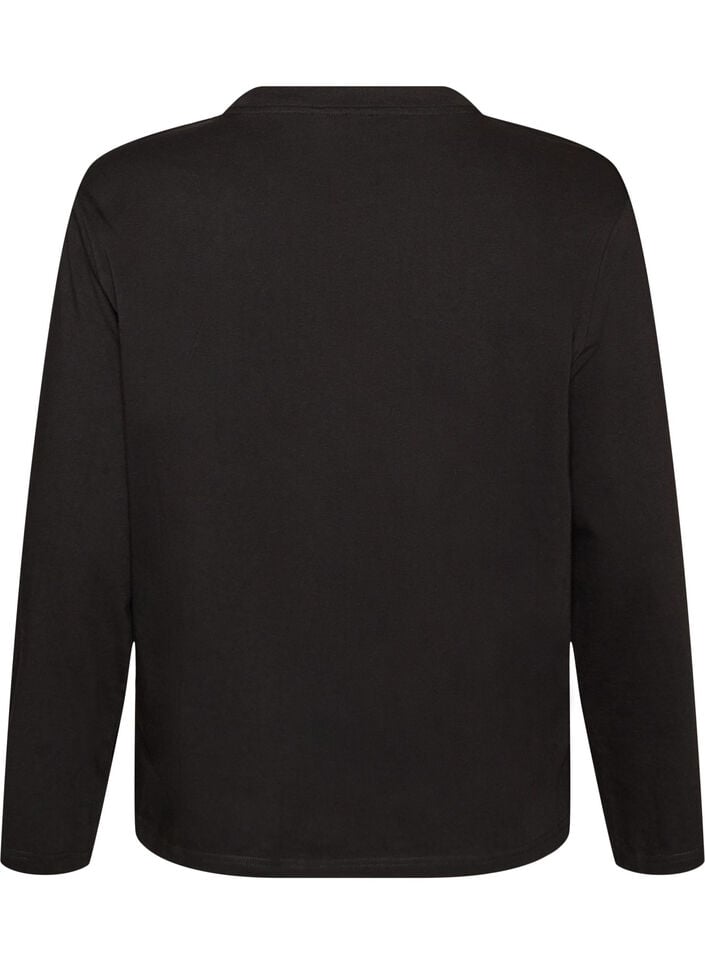 Basis t-shirt med lange &aelig;rmer, Sort, Packshot image number 1