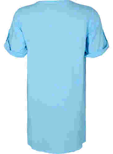 Kortærmet bomulds tunika med lommer, Alaskan Blue, Packshot image number 1