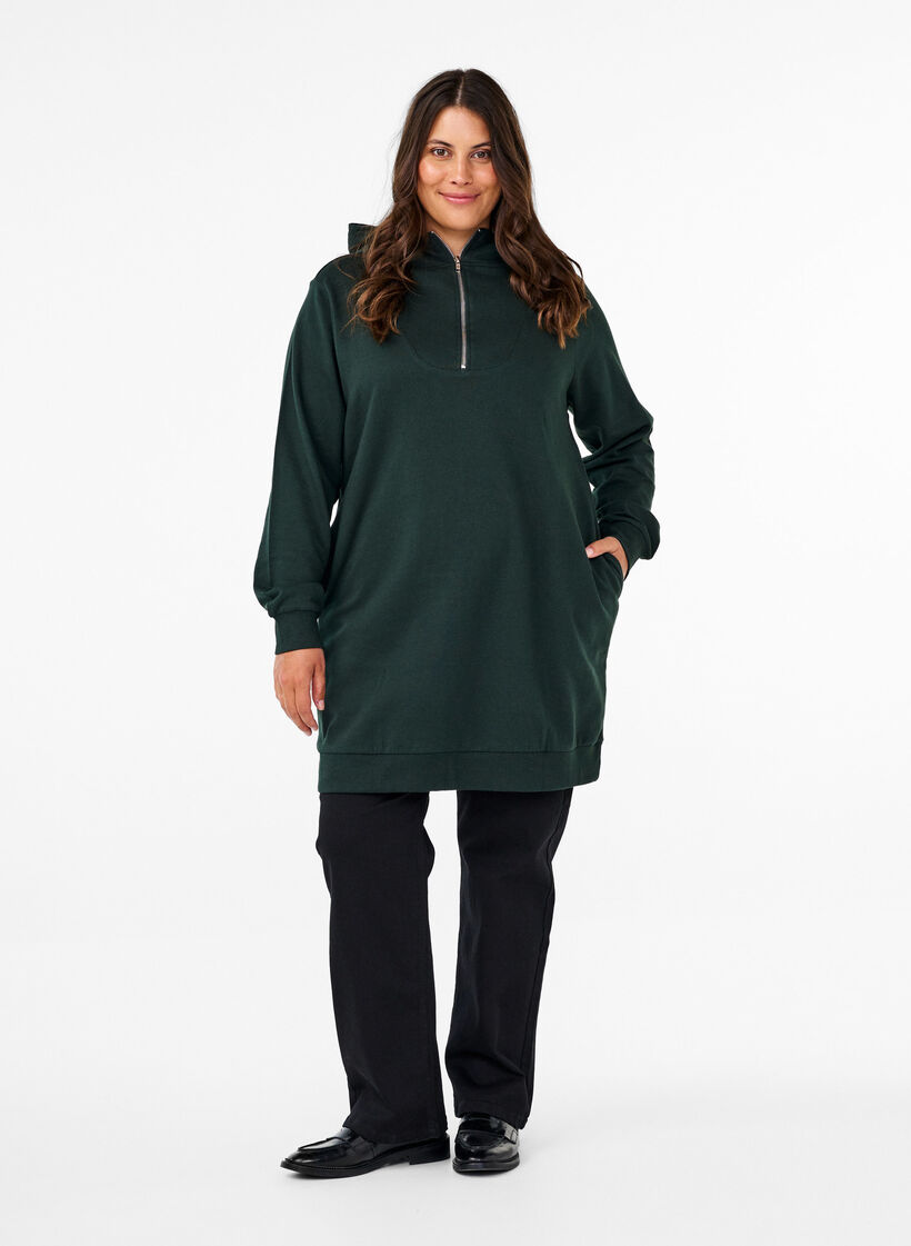 Sweat tunika med hætte og lynlås, Scarab, Model image number 2