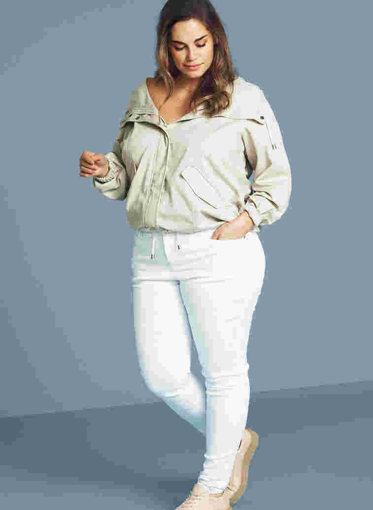 Super slim Amy jeans med høj talje, Bright White, Model image number 1