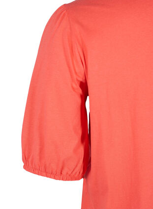 Bomulds t-shirt med 2/4 ærmer, Hot Coral, Packshot image number 3