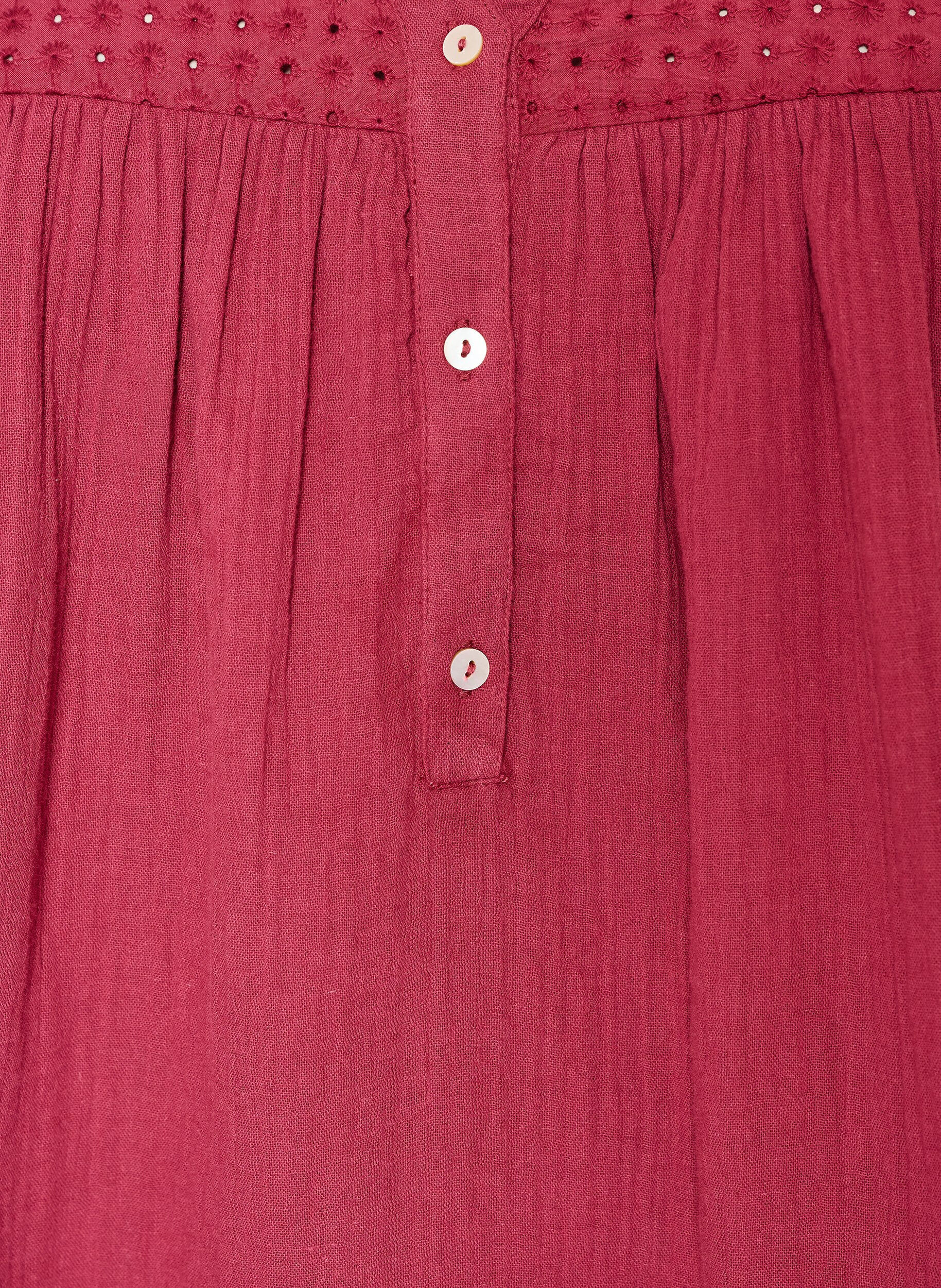 ZizziBluse i bomuldsmusselin med broderi anglaise, R&oslash;d, Packshot image number 2