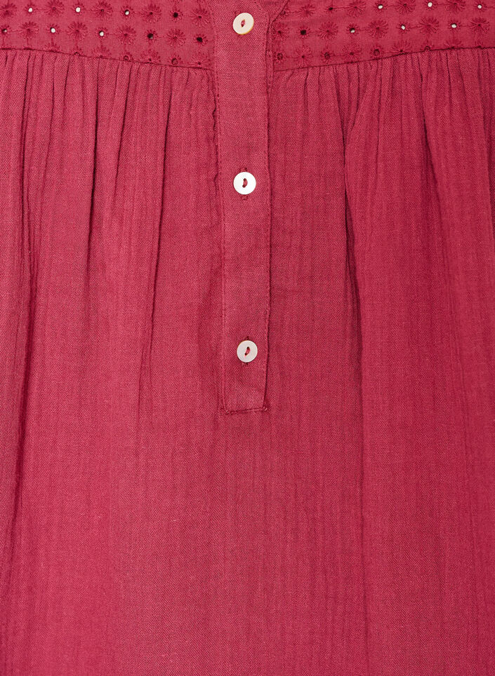 Bluse i bomuldsmusselin med broderi anglaise, R&oslash;d, Packshot image number 2