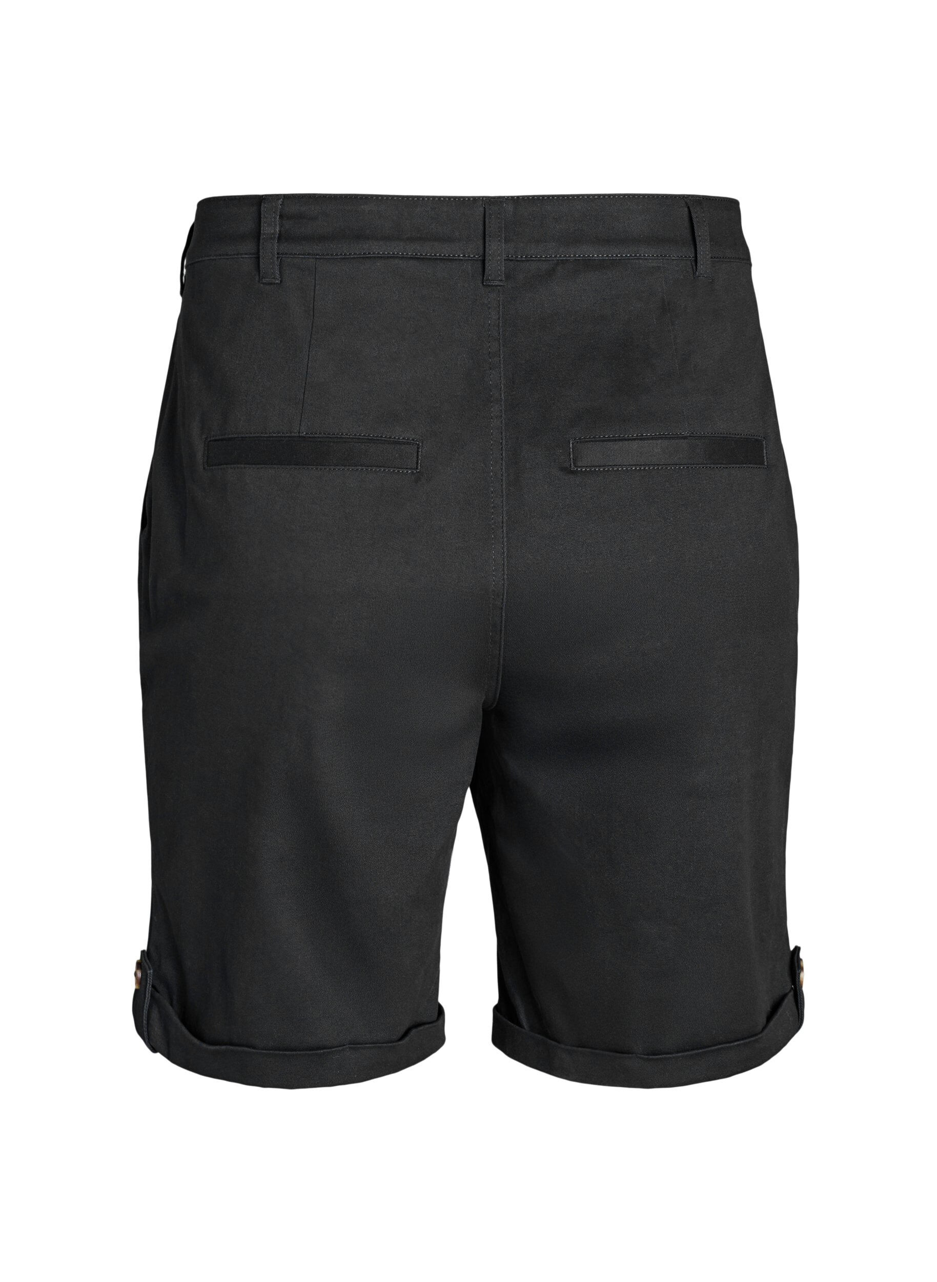 Zizzi Chino shorts med lommer, Sort, Packshot image number 1